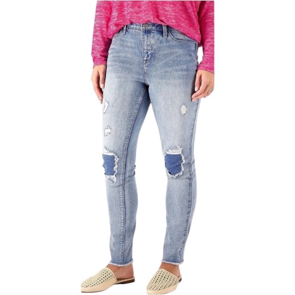 NWT Laurie Felt Forever Denim Easy Skinny Destructed Jeans Women’s 16 Raw Hem - Picture 3 of 11